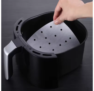 50PCS Square Air Fryer Perforated Parchment Paper – Non-Stick Baking & Steaming Basket Liners, Oil-Proof Cooking Paper