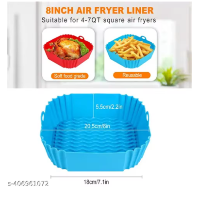 Reusable Silicone Air Fryer Liners – Non-Stick Square Fryer Basket Mats, Heat-Resistant Replacement for Parchment Paper, Easy-Clean Air Fryer Accessories