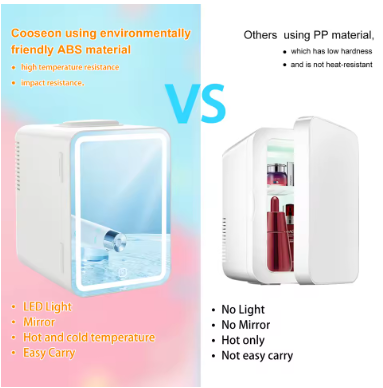 6L LED Mirror Beauty Mini Fridge – Portable Skincare & Cosmetics Refrigerator with Hot & Cold Storage for Makeup, Face Masks & Drinks