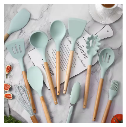 12PCS Silicone Cooking Utensils Set – Heat-Resistant Non-Stick Kitchen Utensils with Handle & Storage Bucket, Cooking Tools Set