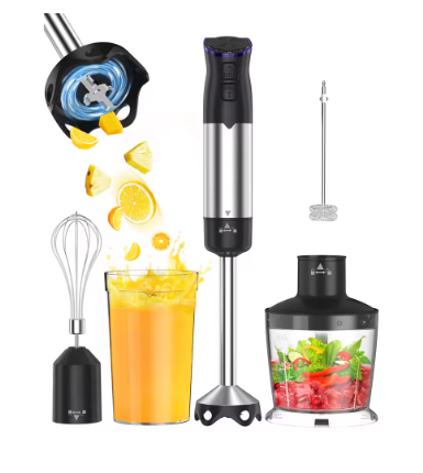1000W Electric Hand Blender 5-in-1 – Immersion Stick Blender with Whisk, Chopper & Beaker for Soups, Smoothies, Purees & Baby Food