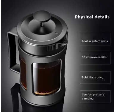 Household French Filter Pressure Pot Brewing Pot Appliance Filter Cup Tea Maker Glass Pressure Coffee Filter Coffee Pot