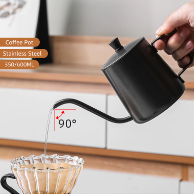 350/600ML Gooseneck Pour Over Coffee Kettle – Stainless Steel Drip Kettle with Swan Neck Thin Spout for Precise Brewing