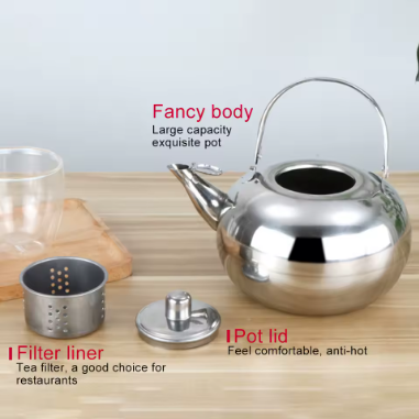 1Pcs Water Kettle 14/16/18cm Stainless Steel Kettle Heat Resistant Handle Stovetop Camping Teapot Coffee Pot For Home Office