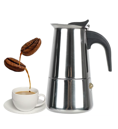 Stainless Steel Moka Coffee Maker – Stovetop Espresso Maker Pot for Mocha, Latte & Coffee, 2/4/6/9 Cup Sizes