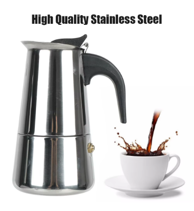 Stainless Steel Moka Coffee Maker – Stovetop Espresso Maker Pot for Mocha, Latte & Coffee, 2/4/6/9 Cup Sizes