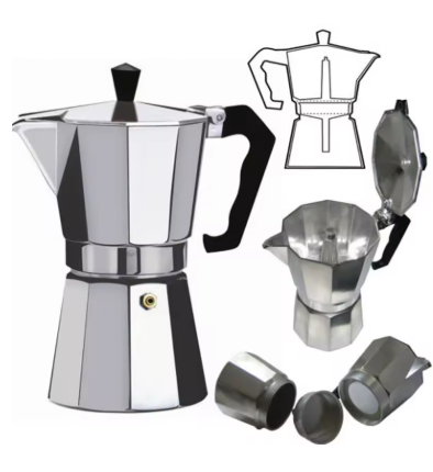 Coffee Maker Machine Aluminum Mocha Pot Mocha Coffee Pot Octagonal Aluminum Pot Span