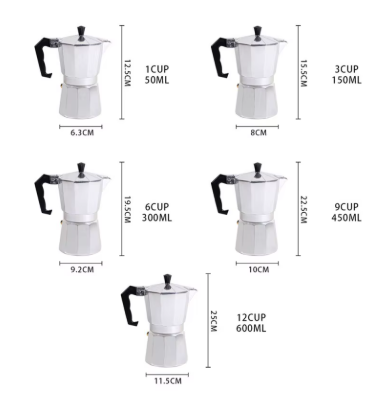Coffee Maker Machine Aluminum Mocha Pot Mocha Coffee Pot Octagonal Aluminum Pot Span