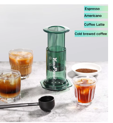 Tritan Portable Espresso Coffee Maker – Hand Press Travel Coffee Machine for Ground Coffee, French Press Style Brewer for Car, Home & Camping