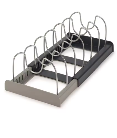 Expandable Pot and Pan Organizer Rack – Stainless Steel Adjustable Cookware Holder for Kitchen Cabinet, Pantry & Bakeware Storage