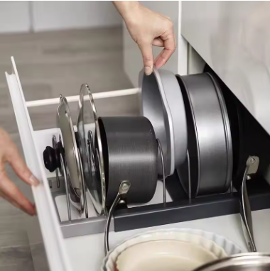 Expandable Pot and Pan Organizer Rack – Stainless Steel Adjustable Cookware Holder for Kitchen Cabinet, Pantry & Bakeware Storage