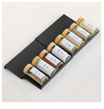 4-Tier Adjustable Spice Rack Organizer – Expandable Kitchen Drawer & Cabinet Spice Holder for Spice Jars, Seasoning Bottles & Pantry Storage