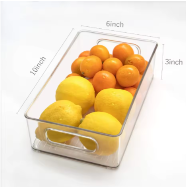 1/2/3PCS Clear Pantry Storage Bins with Handles – Stackable Refrigerator & Cabinet Organizer Containers for Kitchen Storage