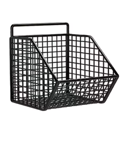 Wall-Mounted Kitchen Storage Basket – Drill-Free Iron Partition Rack for Spices, Ingredients & Kitchen Organizer Storage