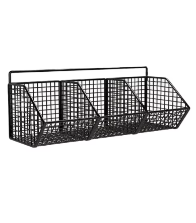 Wall-Mounted Kitchen Storage Basket – Drill-Free Iron Partition Rack for Spices, Ingredients & Kitchen Organizer Storage
