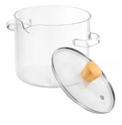 1.6L / 2.3L Glass Cooking Pot with Lid – High Borosilicate Heat-Resistant Saucepan for Soup, Cereal & Baking, Clear Stove Safe Cookware