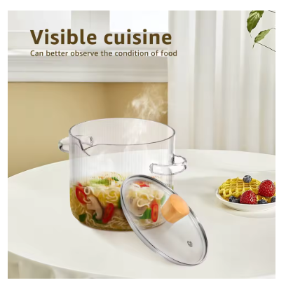 1.6L / 2.3L Glass Cooking Pot with Lid – High Borosilicate Heat-Resistant Saucepan for Soup, Cereal & Baking, Clear Stove Safe Cookware