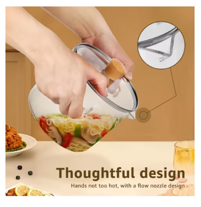 1.6L / 2.3L Glass Cooking Pot with Lid – High Borosilicate Heat-Resistant Saucepan for Soup, Cereal & Baking, Clear Stove Safe Cookware