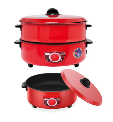 2.4L / 4L Electric Multicooker – Single Layer Non-Stick Hot Pot & Rice Cooker for 1–2 People, Portable Household Cooking Appliance (Red)