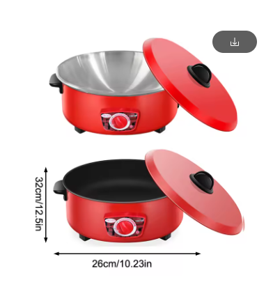 2.4L / 4L Electric Multicooker – Single Layer Non-Stick Hot Pot & Rice Cooker for 1–2 People, Portable Household Cooking Appliance (Red)
