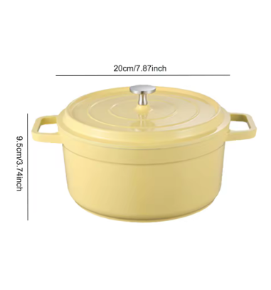 Enameled Cast Aluminum Dutch Oven with Lid – Enamel Stock Pot Multifunctional Heavy-Duty Cookware for Soup, Stew & Baking
