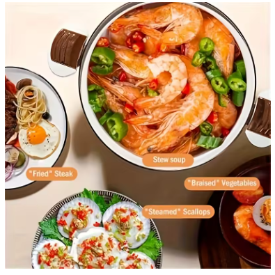 Enamel-Coated Large Capacity Stew Pot with Double Handles – Non-Stick Multifunctional Household Cooking Pot for Soup, Stew & Boiling