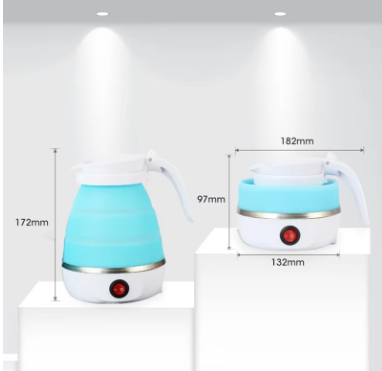 600ML Foldable Electric Travel Kettle – Portable Fast Heating Water Boiler, Collapsible Mini Tea Maker for Home, Hotel & Camping