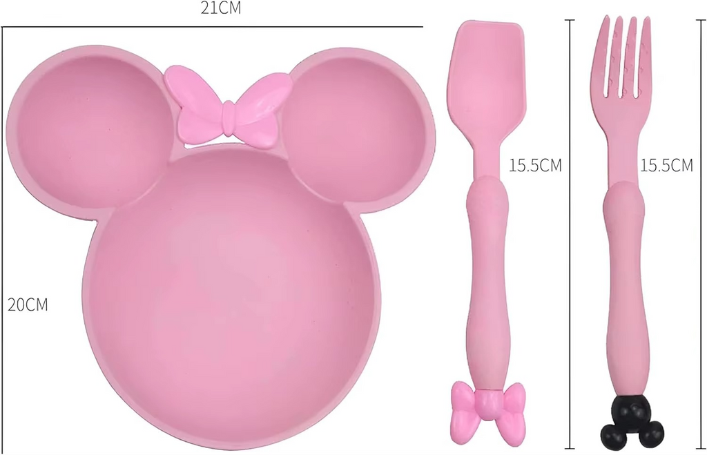 Kids Dinnerware Set 3-Piece – Toddler Plate, Bowl, Spoon & Fork Set, Durable Plastic Feeding Tableware for Children