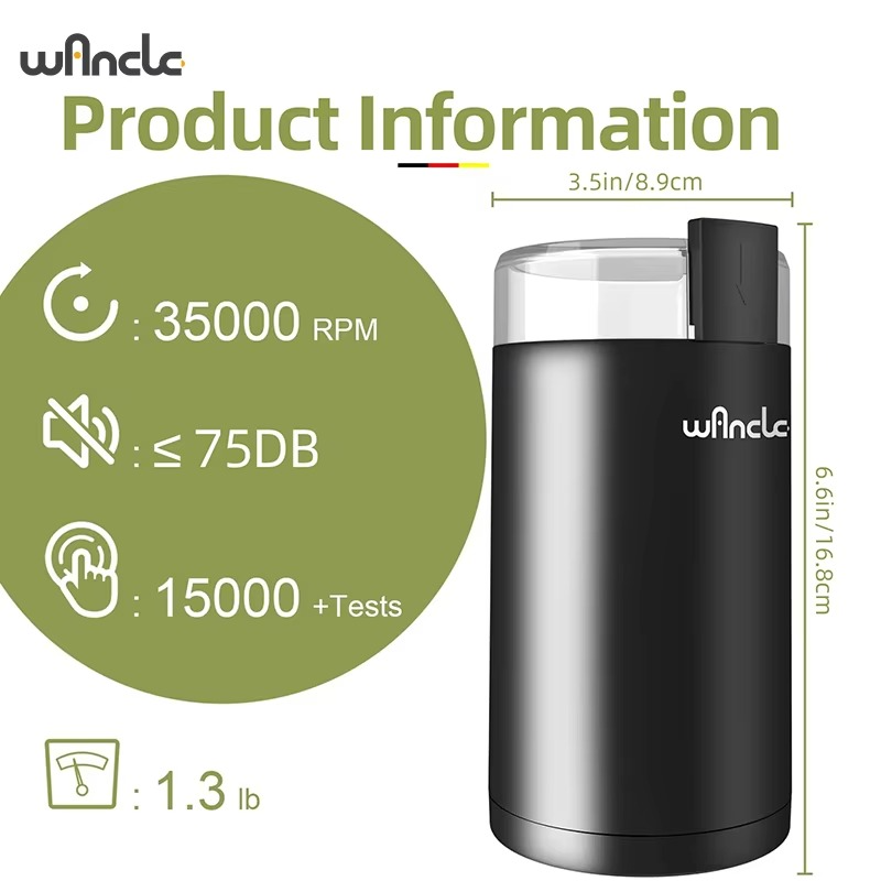 200W Electric Coffee Grinder – Multifunctional Coffee Bean, Spice & Grain Grinder Machine, 220V/120V Household Kitchen Appliance