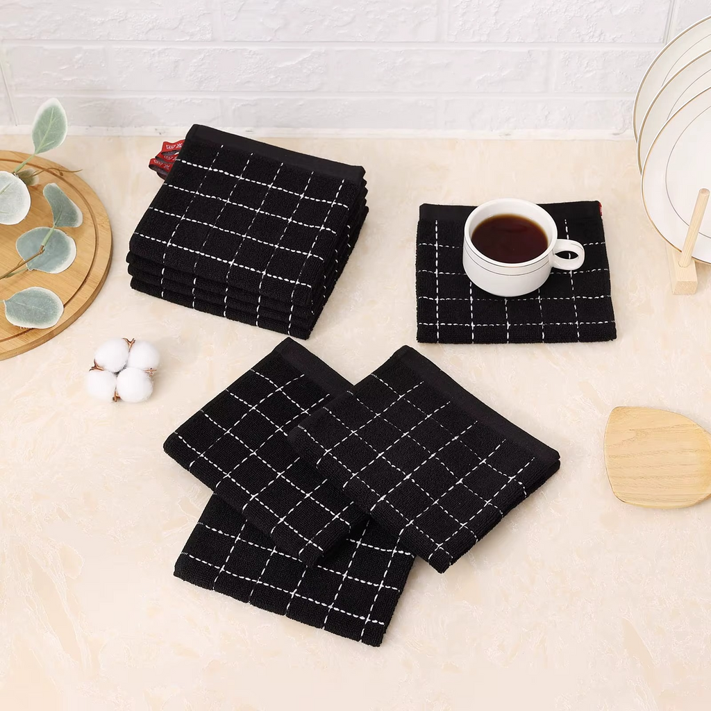 Cotton Dish Towels Set (2/4 PCS) – Ultra Soft & Highly Absorbent Kitchen Dishcloths, Reusable Household Cleaning & Washing Cloths