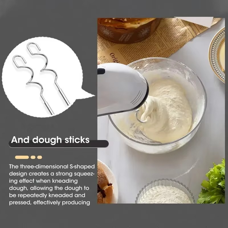 Handheld Electric Egg Beater – Multifunctional Kitchen Mixer for Egg White, Cream & Dough, Automatic Home Cooking Hand Mixer