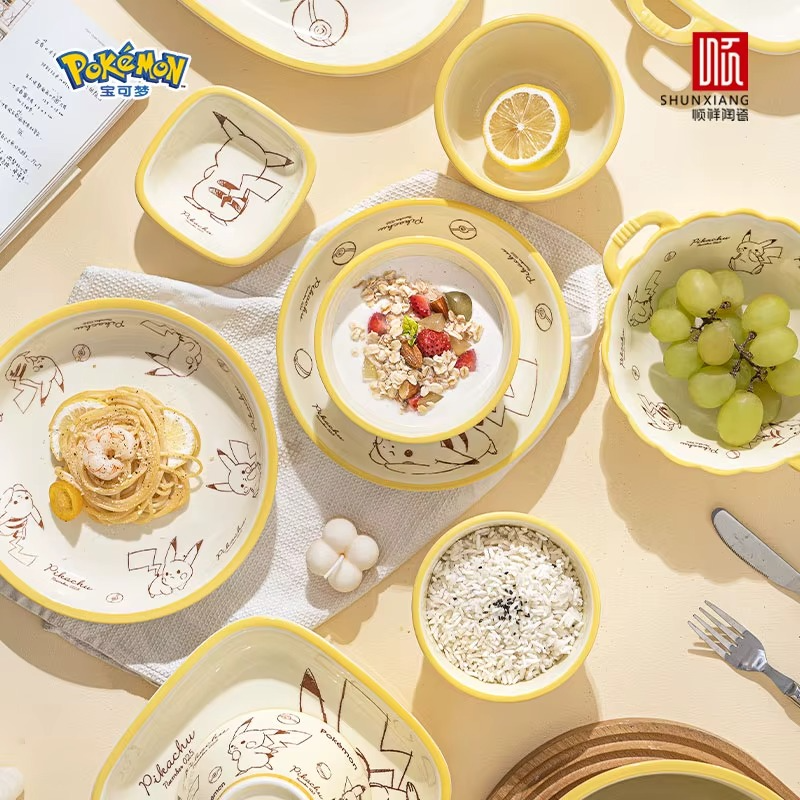 Pokémon Official Licensed Ceramic Dinnerware Set – Bone China Plates & Bowl Set, Microwave Safe Tableware for Home Dining