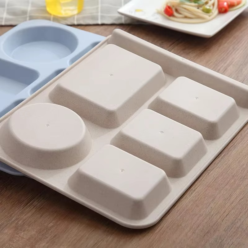 Student Meal Dinnerware Set – Anti-Fall Compartment Plate, Bowl & Cup Set, Fast Food Serving Tray for Home, School & Dorm Use