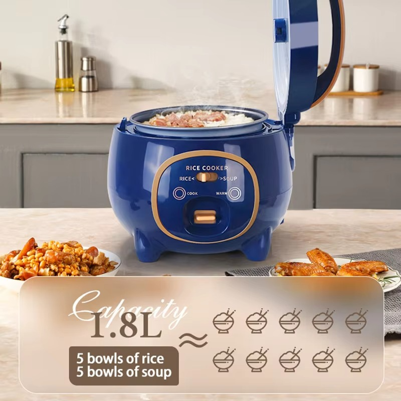 1.8L Mini Rice Cooker 110V–220V – Small Capacity Electric Cooker for Rice, Soup & Boiling Water, Portable Multi-Use Kitchen Appliance