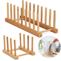 Wooden Dish Drying Rack – Kitchen Dish Drainer Stand for Plates, Cups & Pot Lids, Natural Wood Organizer Drying & Display Shelf