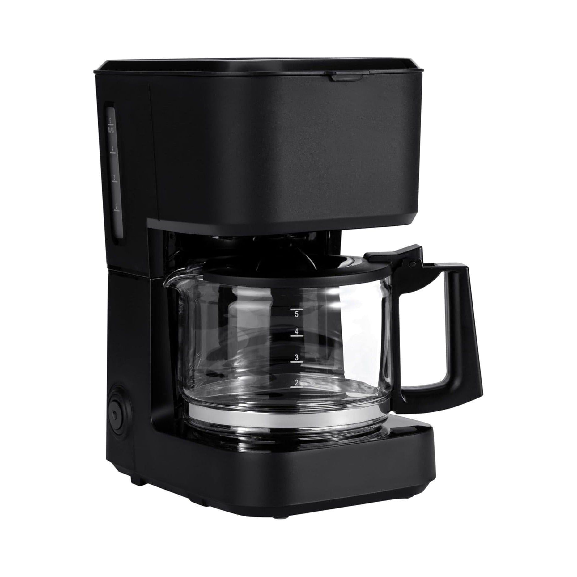 5 Cup Drip Coffee Maker with Glass Coffee Pot (0.8 Qt), Auto Shut-off, Auto Pause, Removable Filter Basket, Matte Black