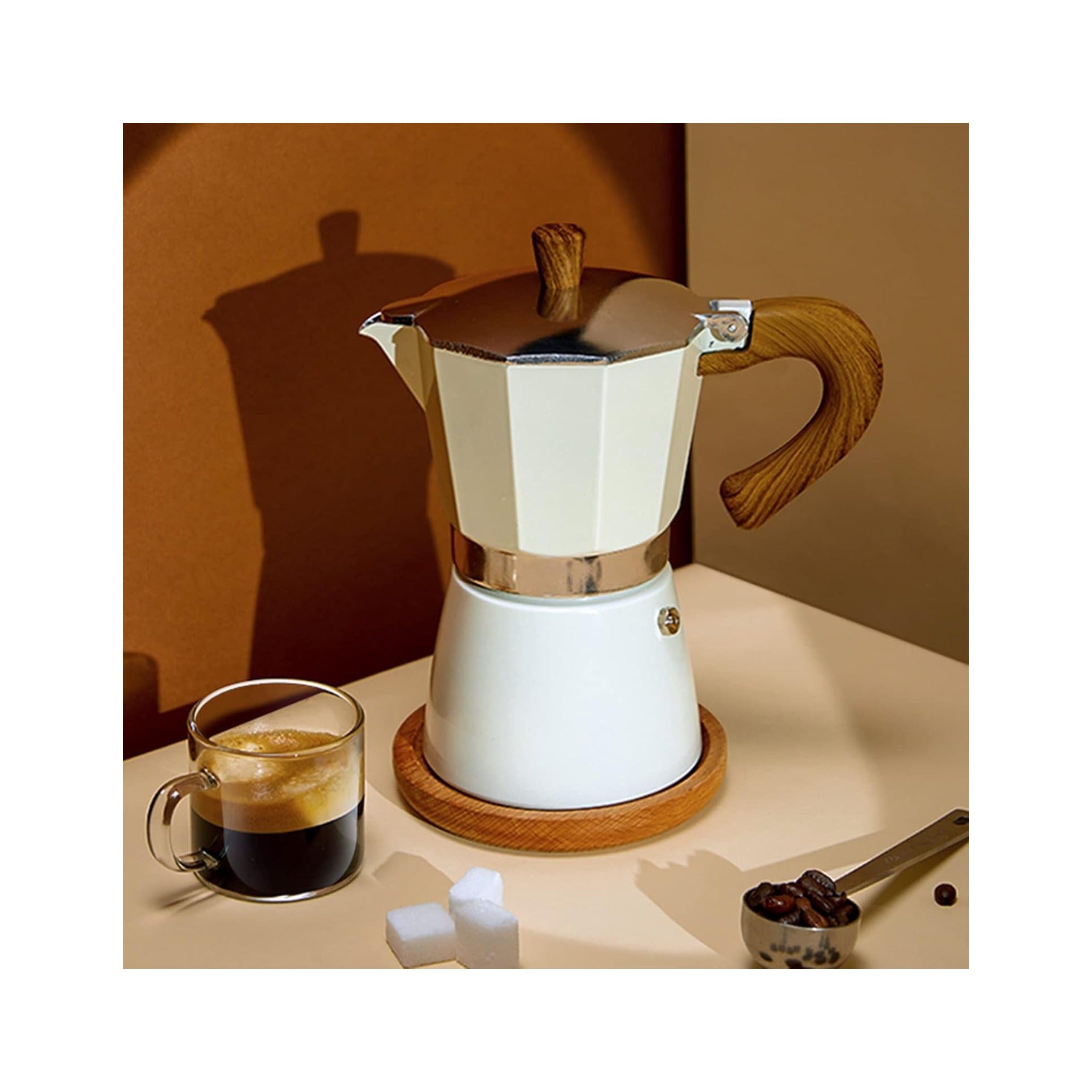 Coffee Pot, Moka Pot Italian Coffee Maker 6 cup/10 OZ Stovetop Espresso Maker for Gas or Electric Ceramic Stovetop Camping Manual Cuban Coffee Percolator for Cappuccino or Latte