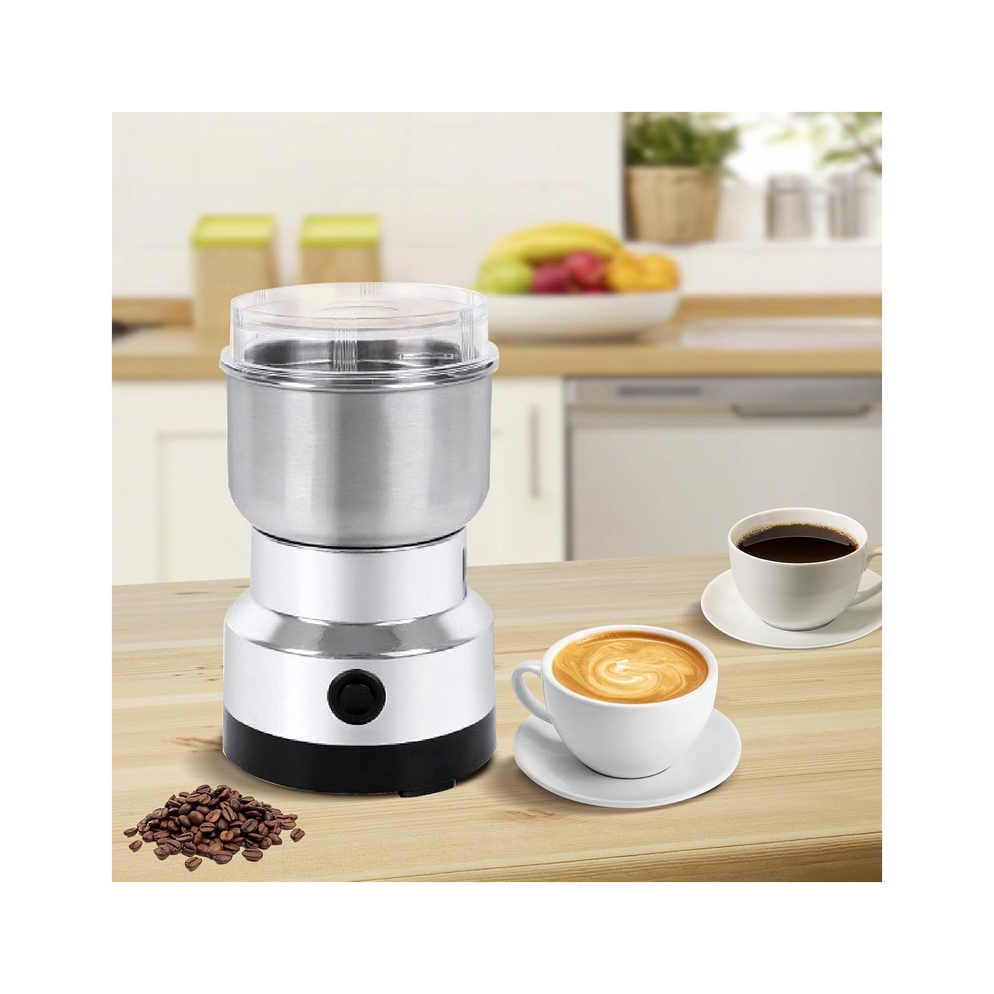 Spice Grinder, 150W Powerful Electric Coffee Bean Grinder with 4 Blades, 300ml Multi Function Mini Dry Grain Mill for Grain Nuts Seasoning Coffee Beans Spices