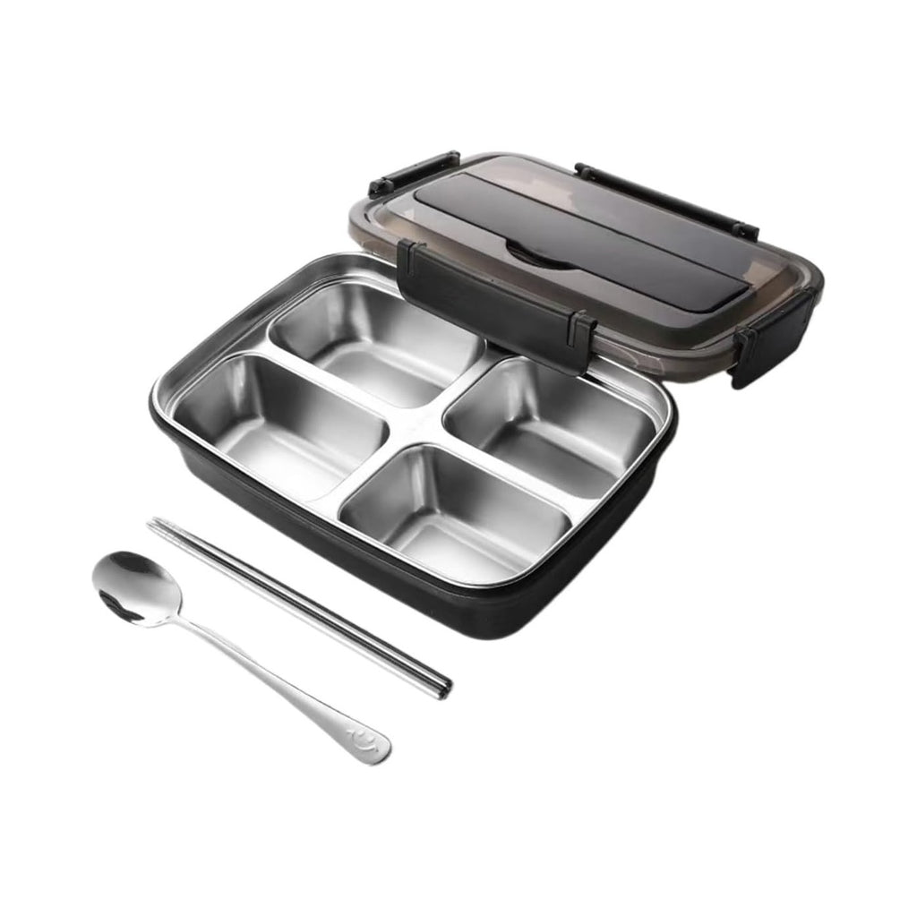 Students & Office Workers Leak-Proof Stainless Steel Lunch Box With 3/4 Compartments Durable Easy-Clean Bento Container