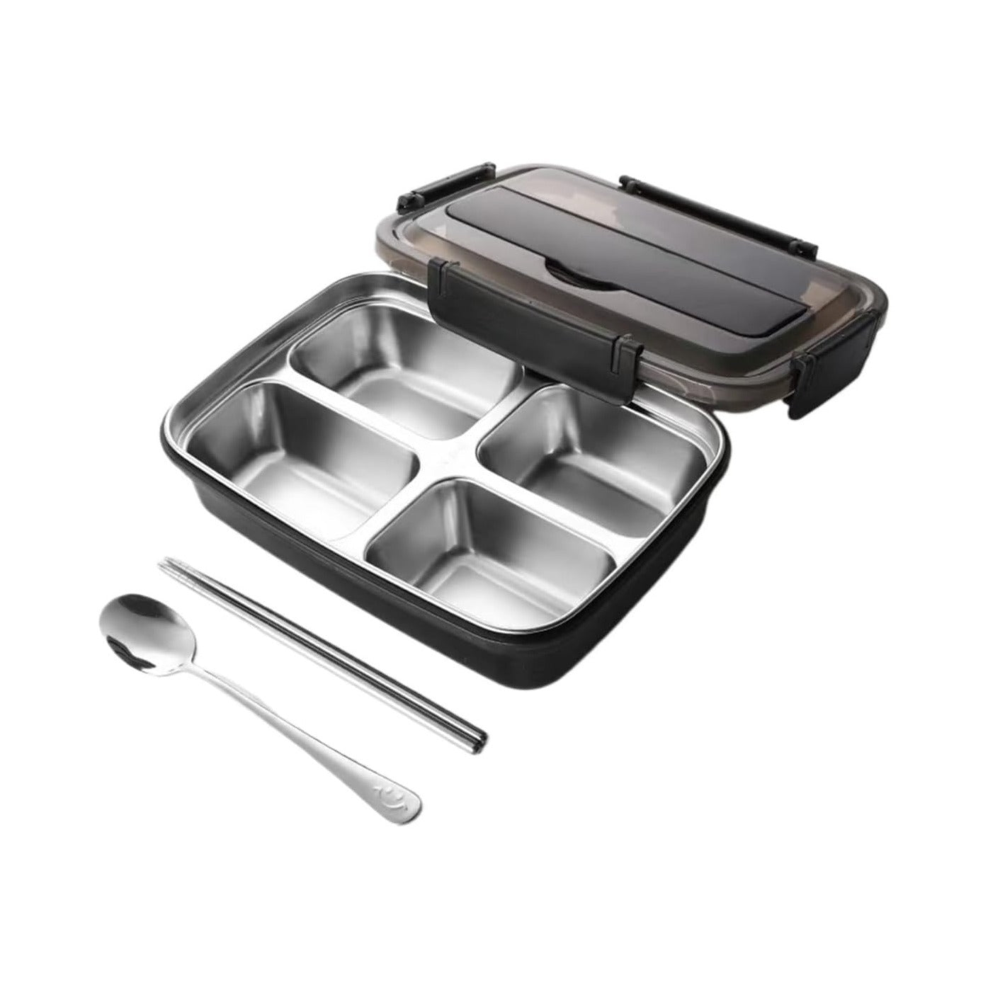 Students & Office Workers Leak-Proof Stainless Steel Lunch Box With 3/4 Compartments Durable Easy-Clean Bento Container