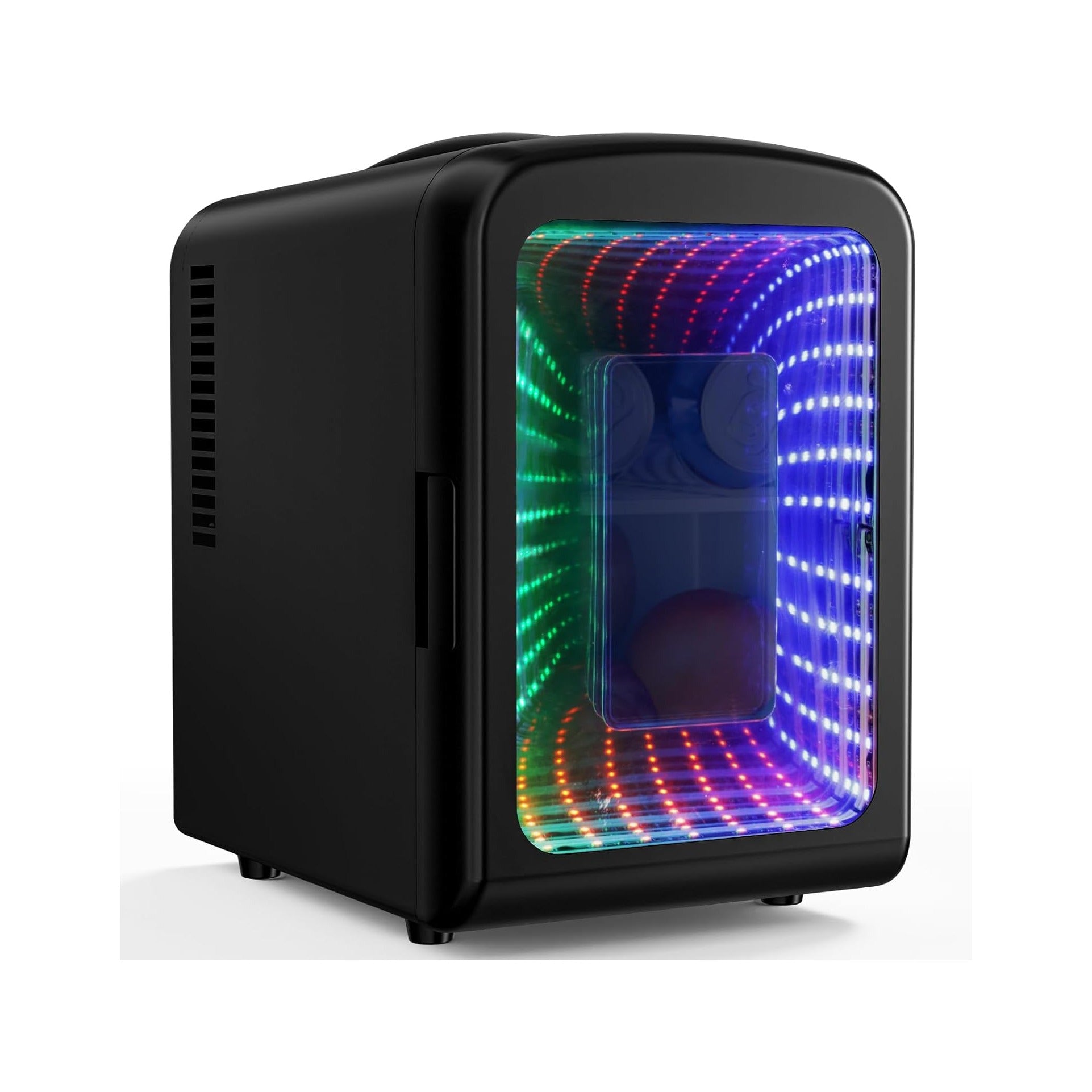 Mini Compact Refrigerator with Gaming Light, 4L Capacity/6 Cans Portable Mini Fridge, for Bedroom,Car,Office and Dorm, Small Cooler for Cosmetics, Beverage and Food