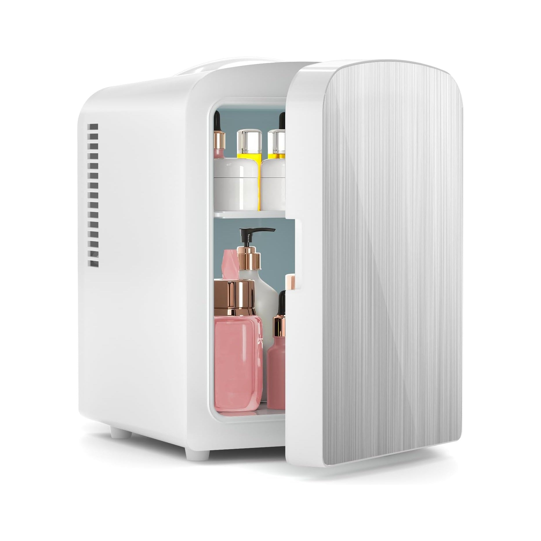 Mini Fridge, 4L Portable Small Refrigerator for Skincare, Cosmetics, Food & Drinks, Compact Refrigerator for Bedroom, Dorm, Car, Office