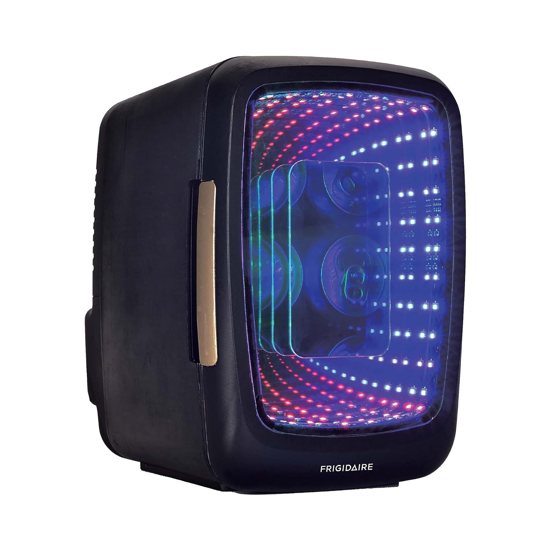 Gaming Light Up Mini Beverage Refrigerator, 6 can, 4 liters, Cooler with large see through door and LED lights Perfect for Gaming Experience, Home, Office, or Cars.12V Charger