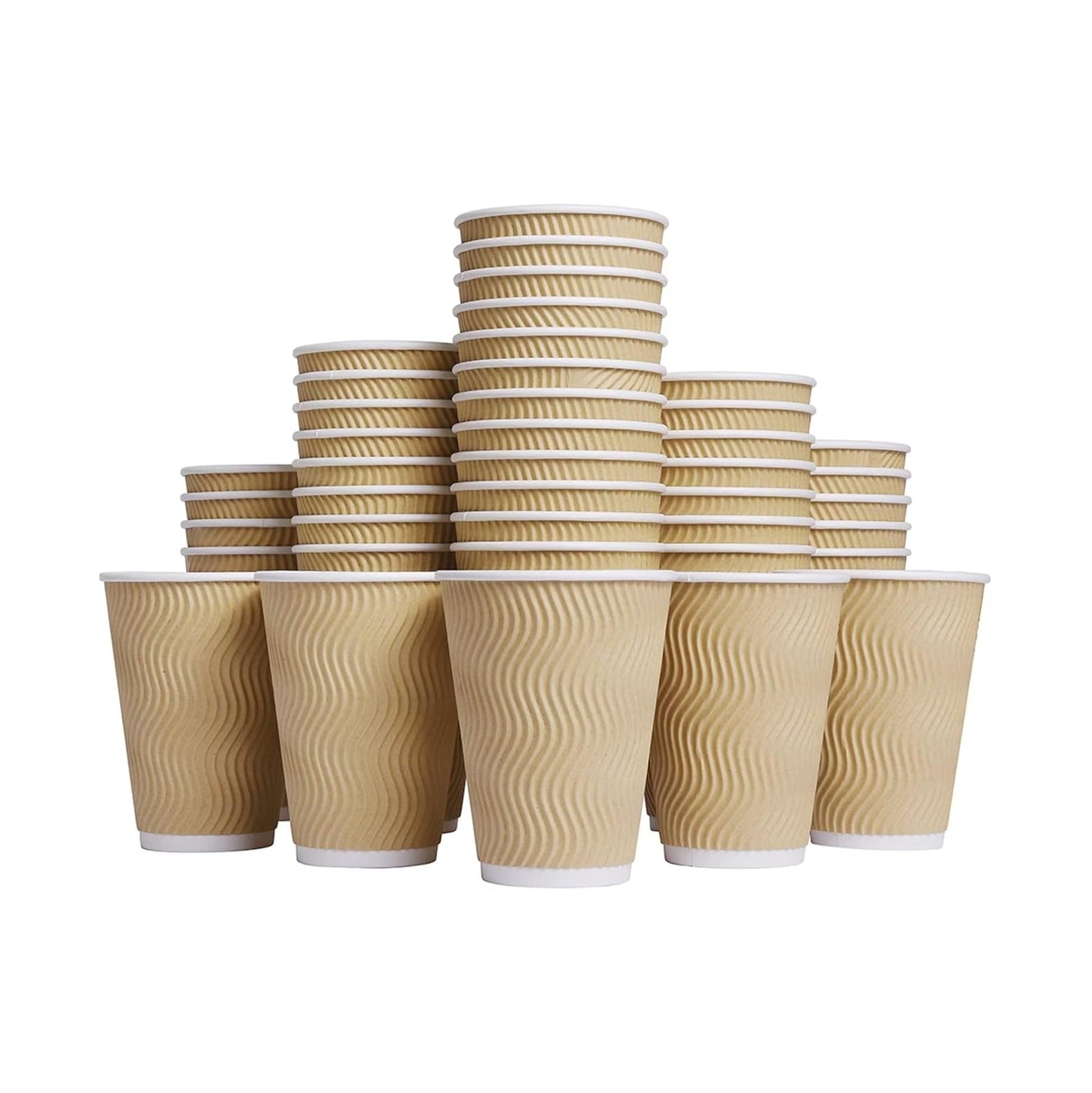 Hot Paper Cups_12 oz Disposable Insulated Corrugated Sleeve Ripple Wall Paper Cup 100 pcs,12oz Cups for Drink，Hot Coffee Cups