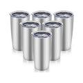 20 oz Tumblers Bulk Stainless Steel Tumbler with Lid Double Wall Vacuum Insulated Coffee Mug 20oz Powder Coated Cup for Hot and Cold Drinks, Stainless, 6 pack