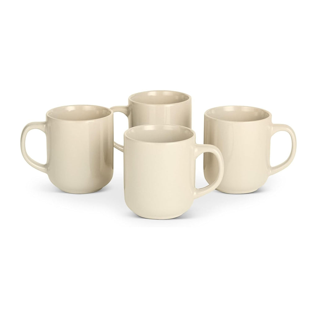 Glazed Stoneware Coffee Mugs, Ceramic 4-Piece Set, 16 oz, Microwave and Dishwasher-Safe, Ivory