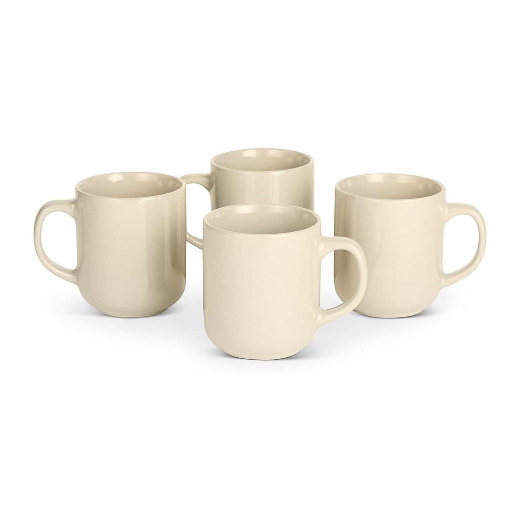Glazed Stoneware Coffee Mugs, Ceramic 4-Piece Set, 16 oz, Microwave and Dishwasher-Safe, Ivory