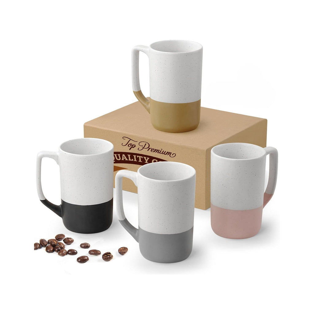 Large Ceramic Coffee Mug Set of 4, 16 oz Tea Cups with Handle, Porcelain Mug for Latte, Hot Tea, Cappuccino, Milk, Cocoa, Microwave & Dishwasher Safe Cups for Men Women Mug Lovers, Housewarming Gift