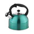 Stainless Steel Whistling Tea Kettle, Fast Boiling for Tea and Coffee, Food Grade, Ergonomic Handle, 2.3 Liter, Teal