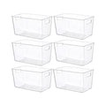 6 PCS Clear Plastic Storage Bins, Pantry Organizer Containers with Handle for Refrigerator, Fridge, Cabinet, Kitchen, Countertops, Cupboard, Home Organization and Storage, XL